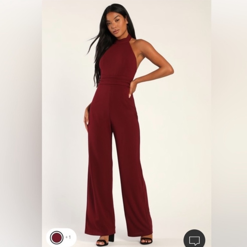 —SOLD— Lulus Burgundy Halter Romper